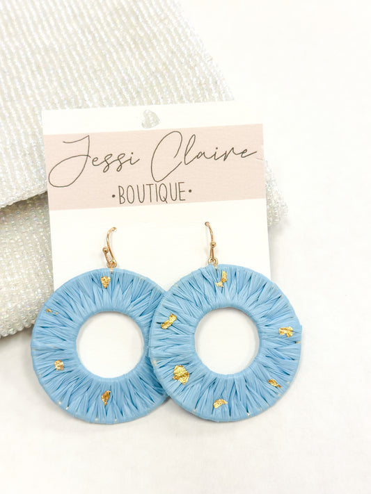 Gold Paint Splash Lt.Blue Earrings