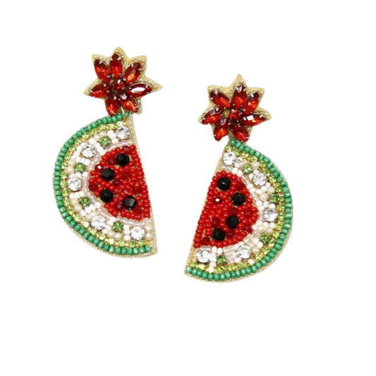 Watermelon Beaded Earrings