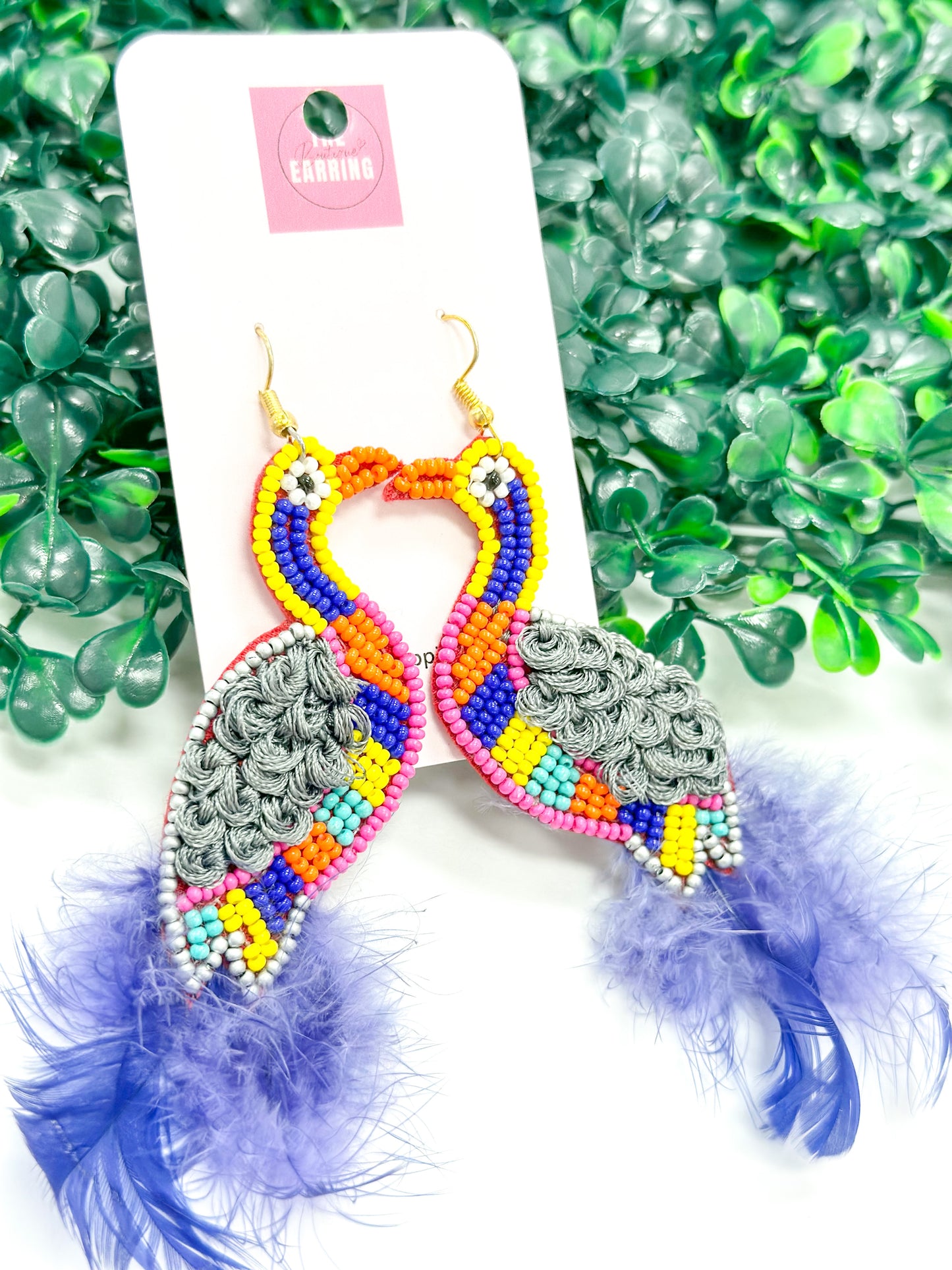 Colorful Feather Bird Earrings