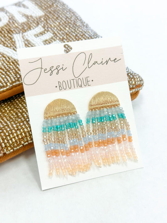 Ombré Beaded Fringe Earrings