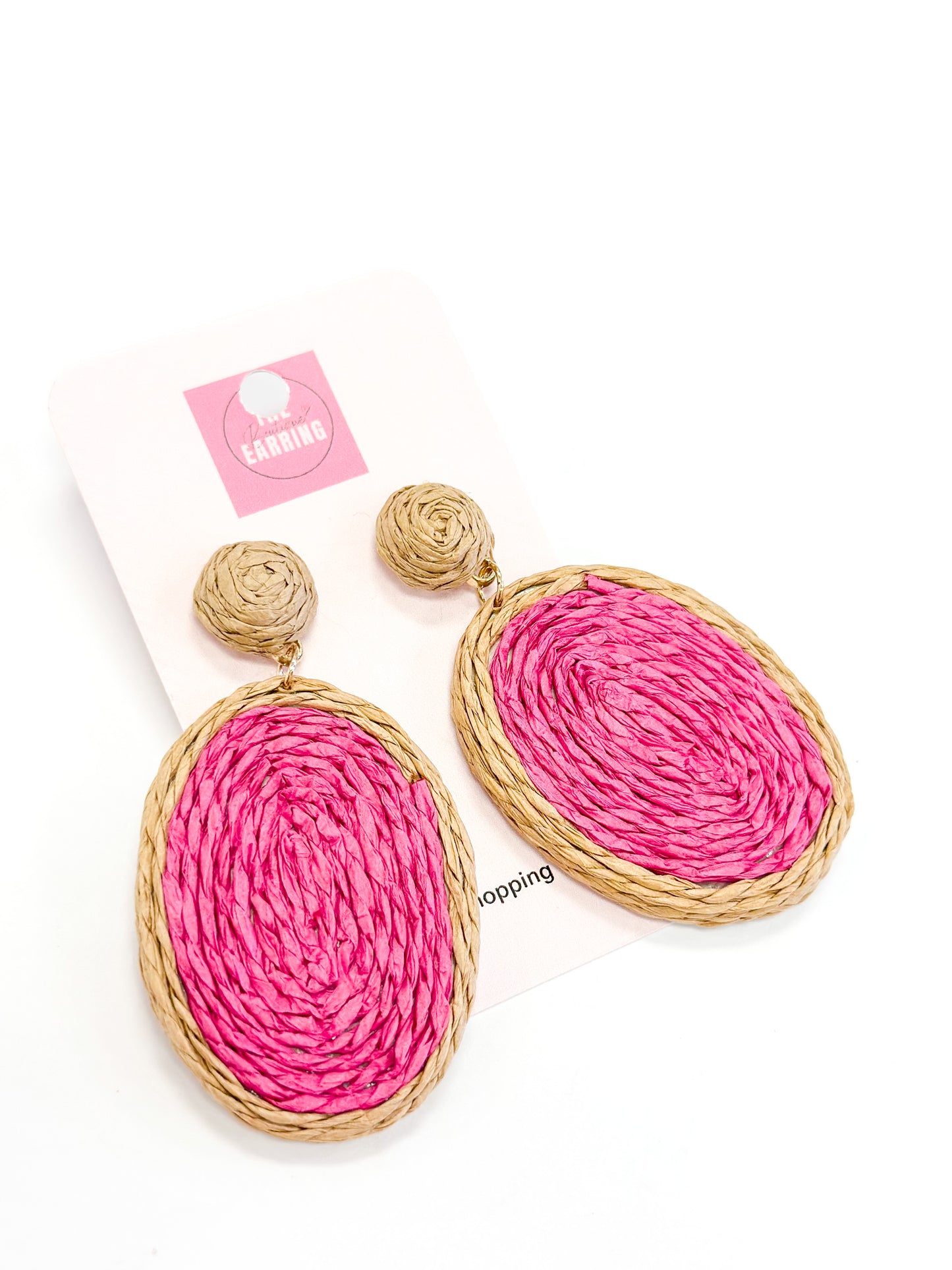 Hot Pink Swirl Oval Earrings