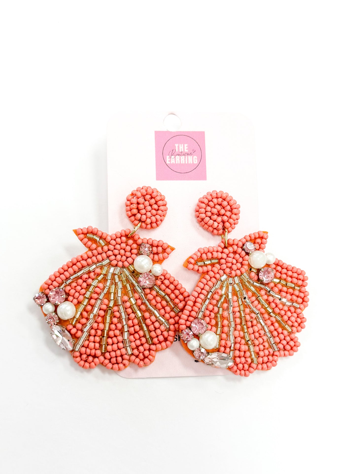 Coral Pearl Sea Shell Earrings