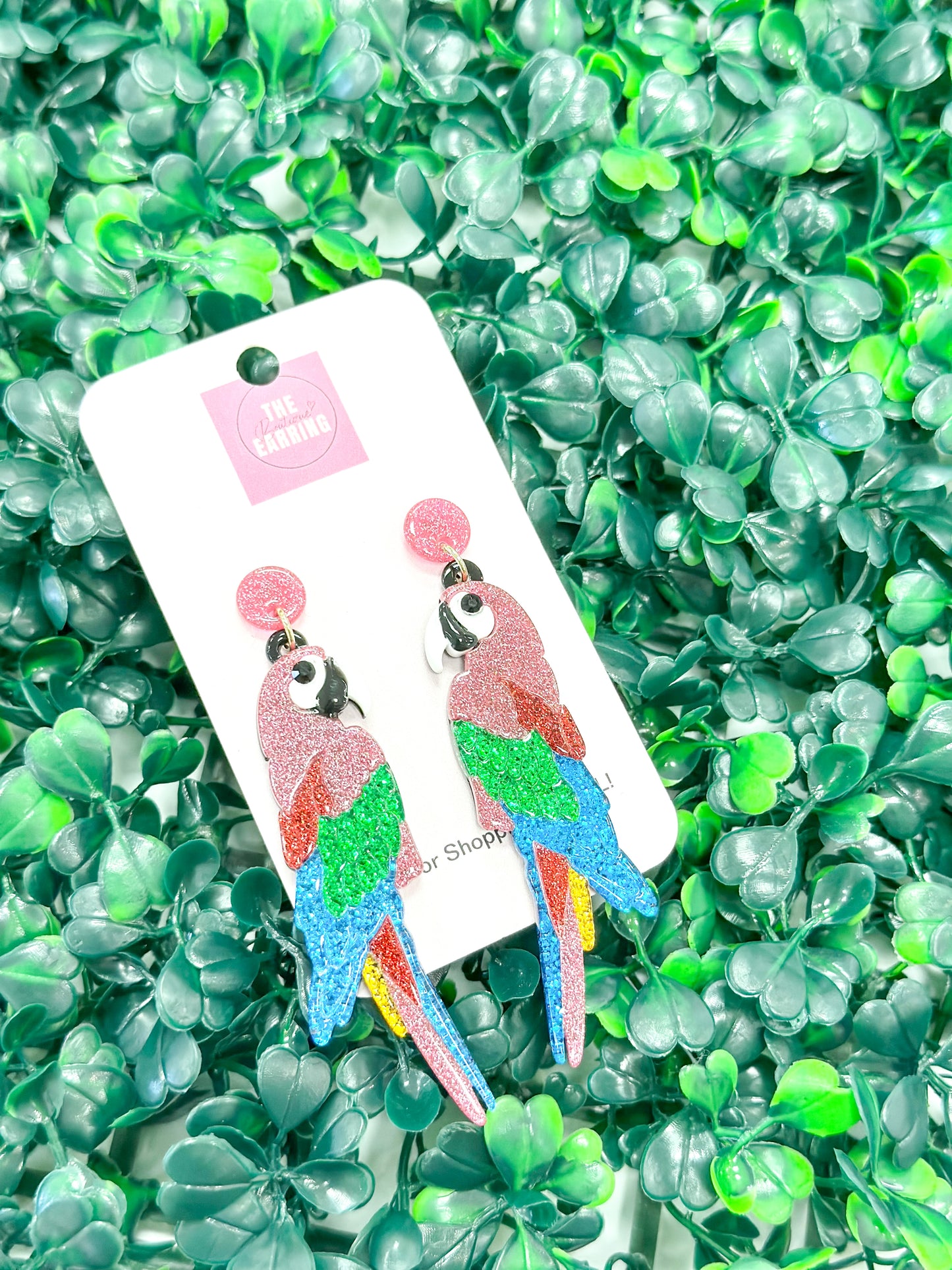 Glitter Resin Bird Earrings