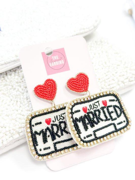 Just Married Plate Earrings