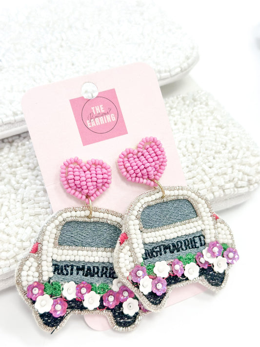 Just Married Car Earrings