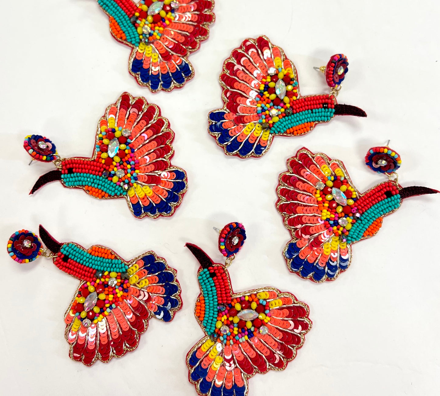 Colorful Beaded Bird Earrings