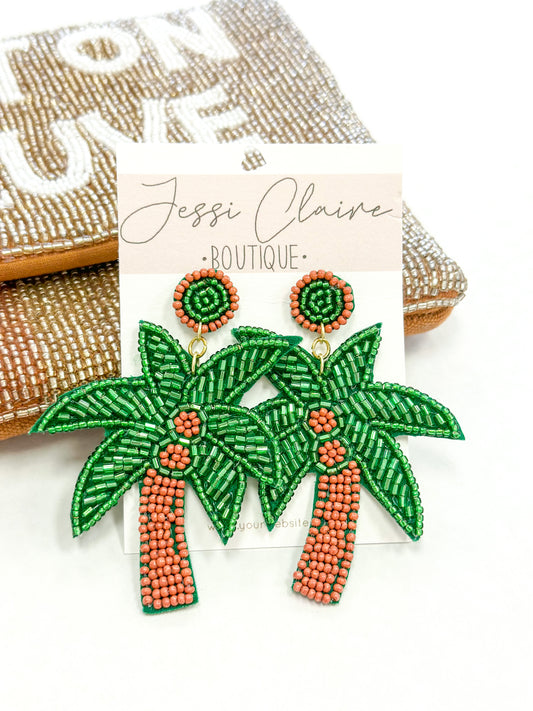 Beaded Palm Tree Earrings