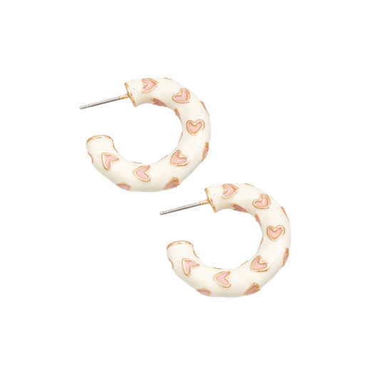 Pink Heart Hoop Earrings