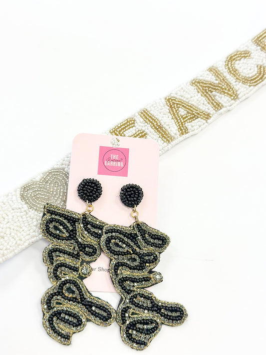 Black/Gold Bride Earrings